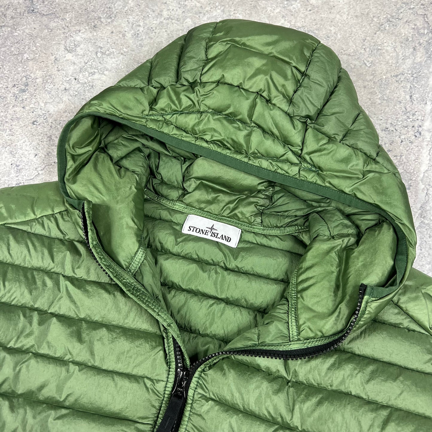 Stone Island Green Loom Woven Down Jacket Large 23”
