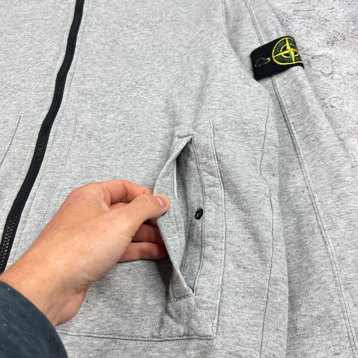 Stone Island Grey FZ Hoodie Large 23”