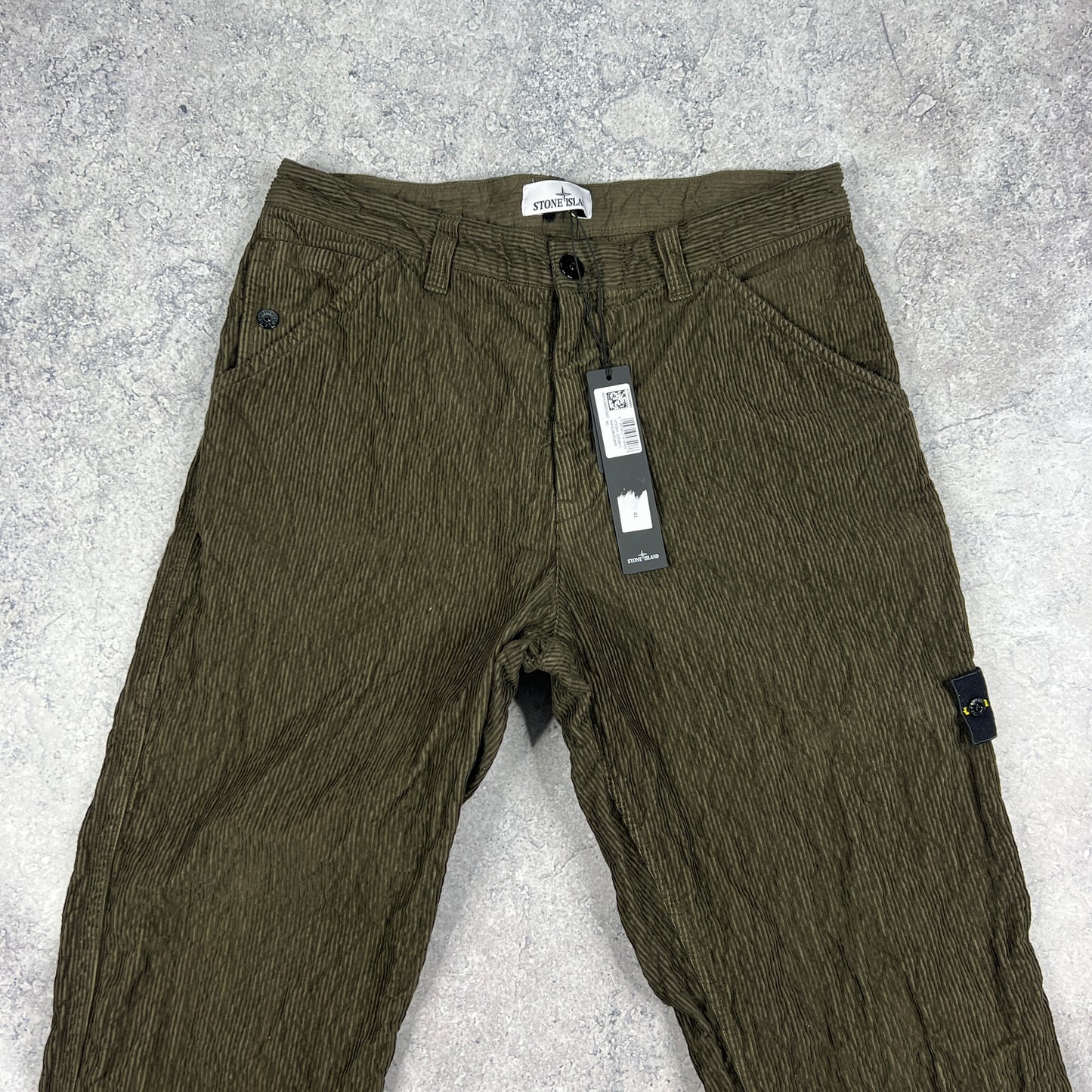 Stone Island Khaki Wrinkled Corduroy Trousers W32” BNWT