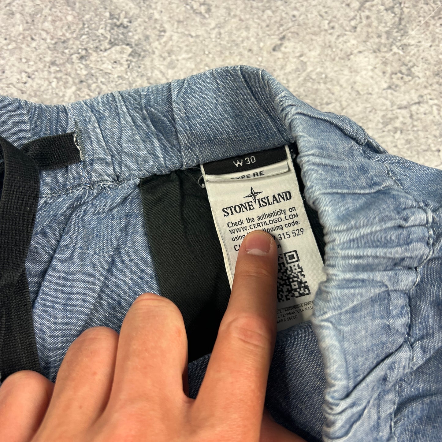 Stone Island Blue Lino Cargo Shorts W30”