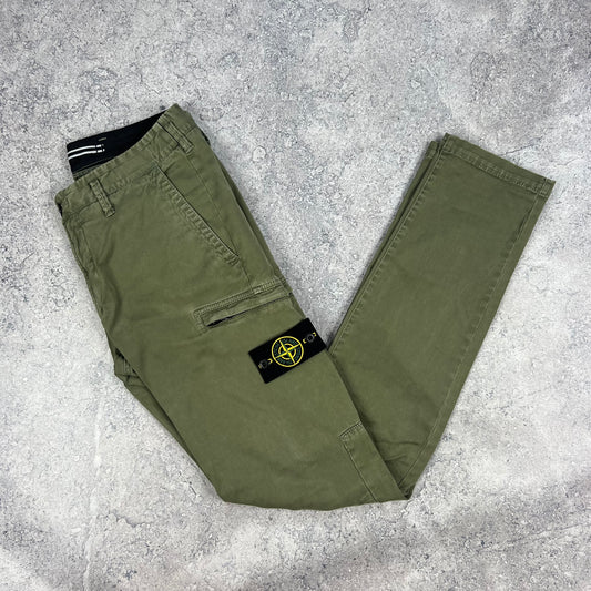 Stone Island Green Skinny Cargo Trousers W30”