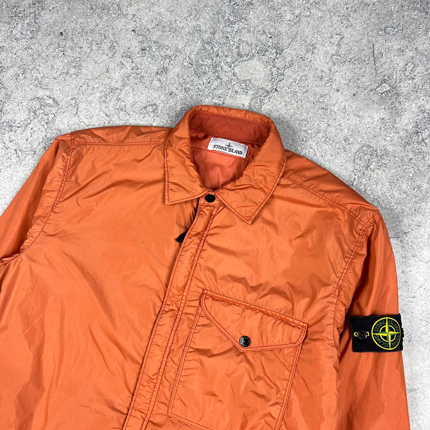 Stone Island Orange Crinkle Reps Primaloft Jacket Large 23.25”