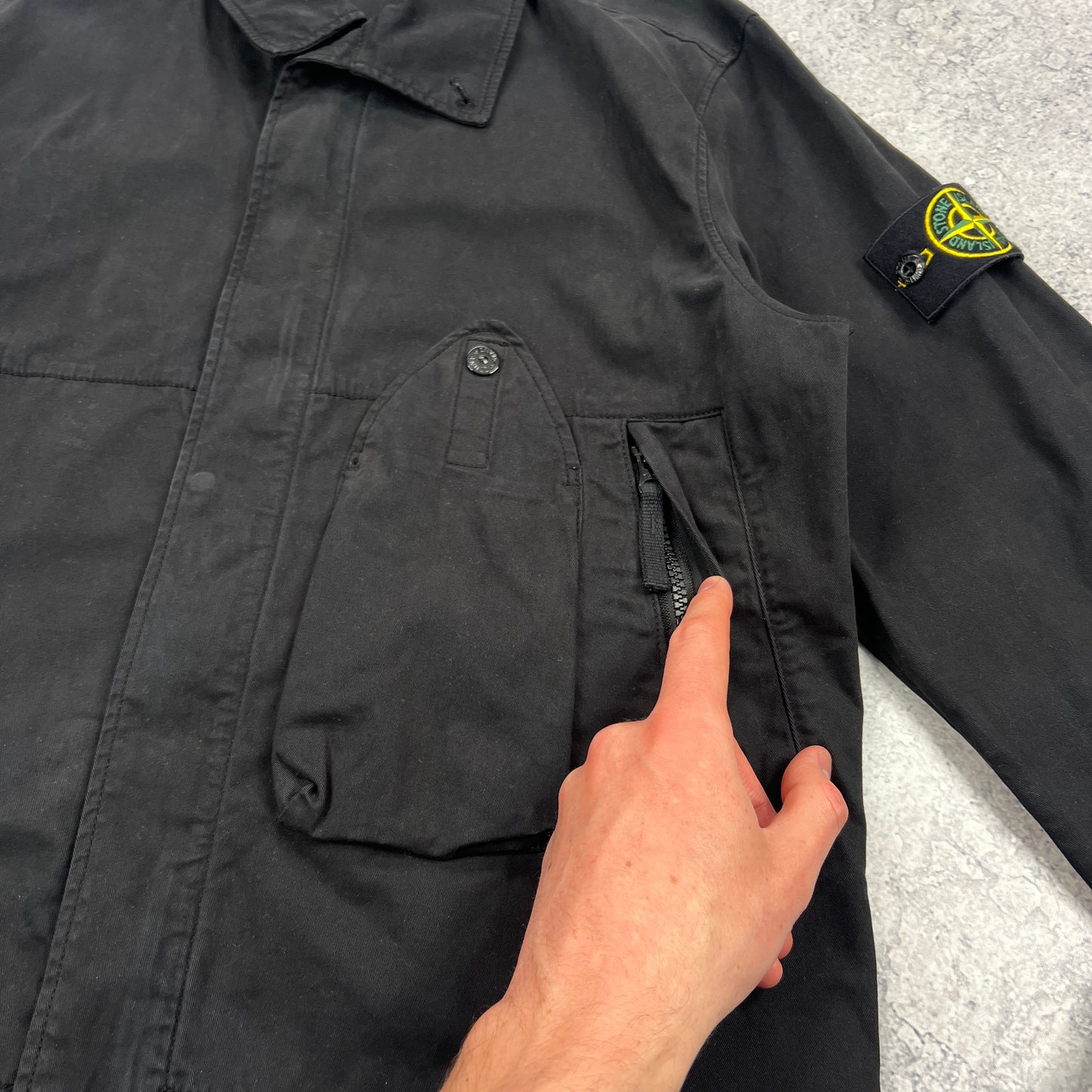 Stone Island Black Pocket Overshirt Medium 21.5”