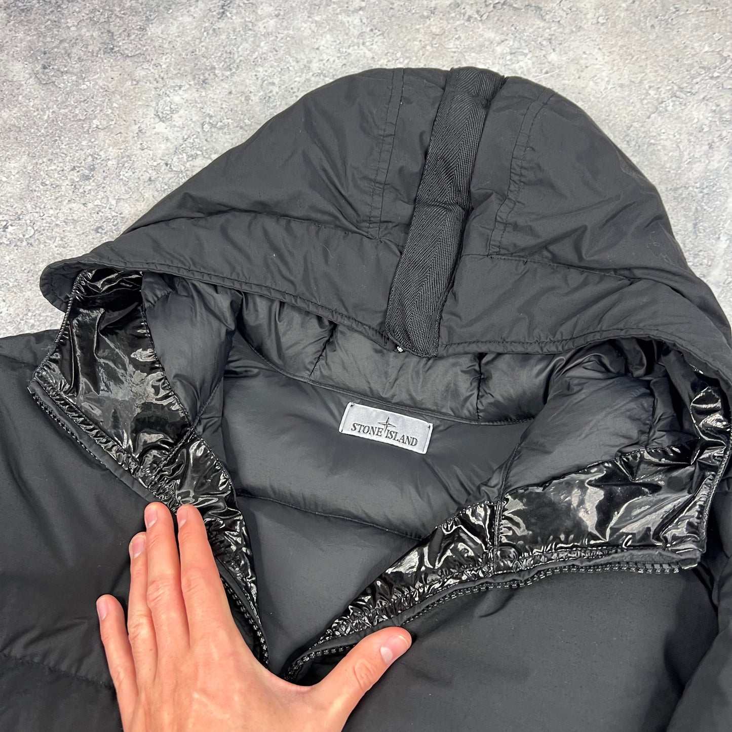 Stone Island Black Naslan Light Watro Down Jacket XXL 27”
