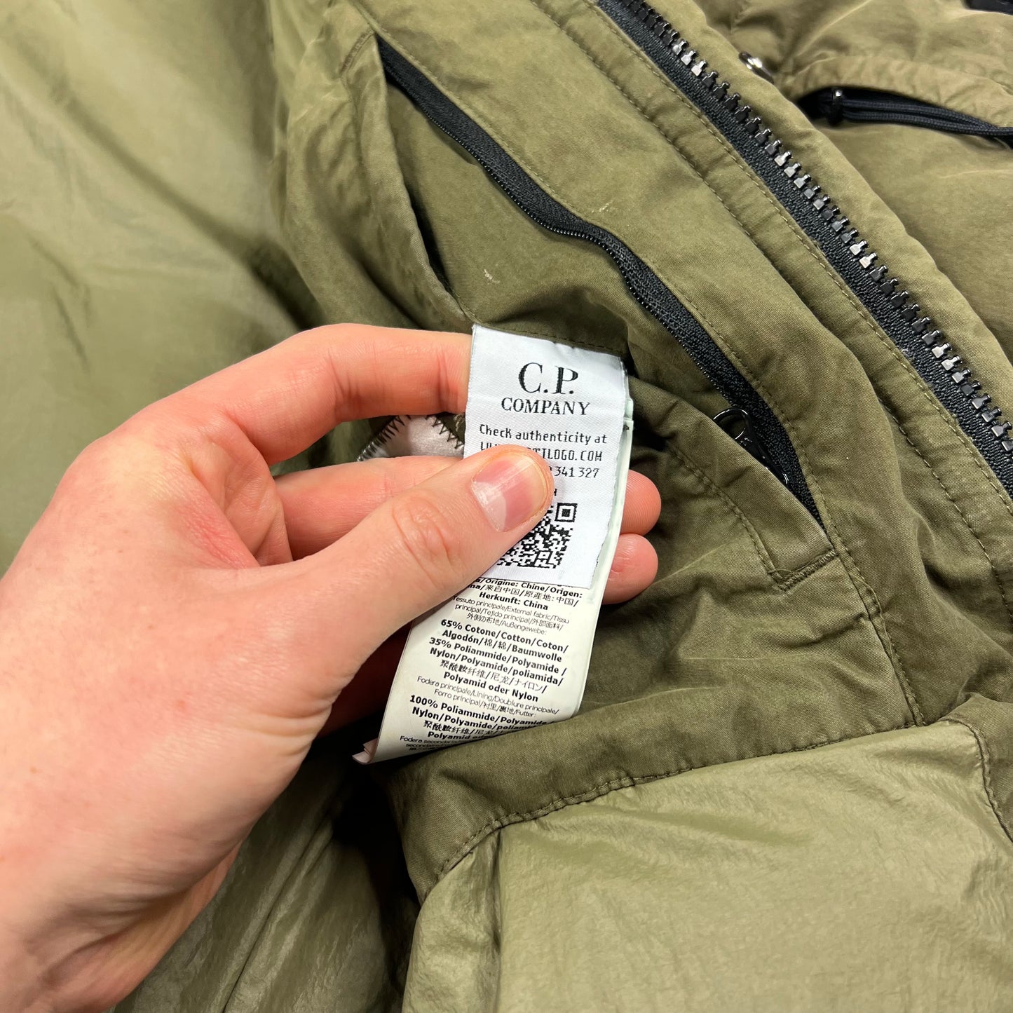 CP Company Khaki 50 Fili Down Parka Size 48- Medium 21.75”