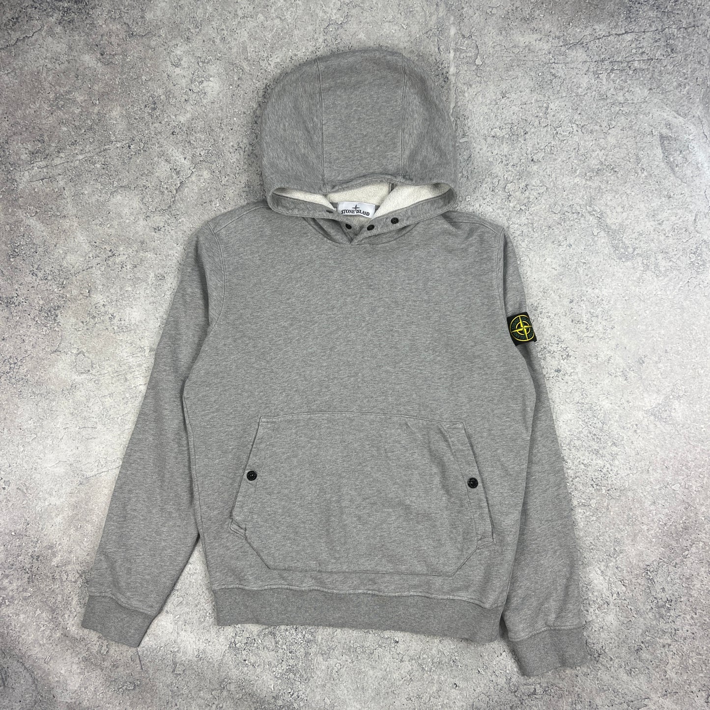 Stone Island Grey Pullover Hoodie Medium 23”
