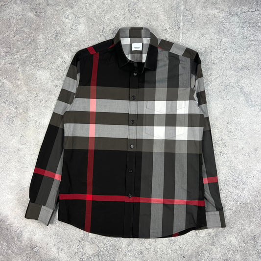 Burberry Black Somerton Shirt Large 22.25”