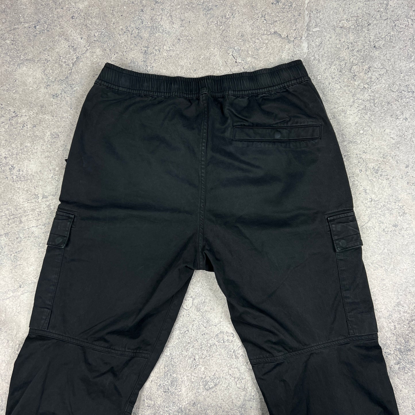 Stone Island Black Cuffed Cargo Trousers W32”