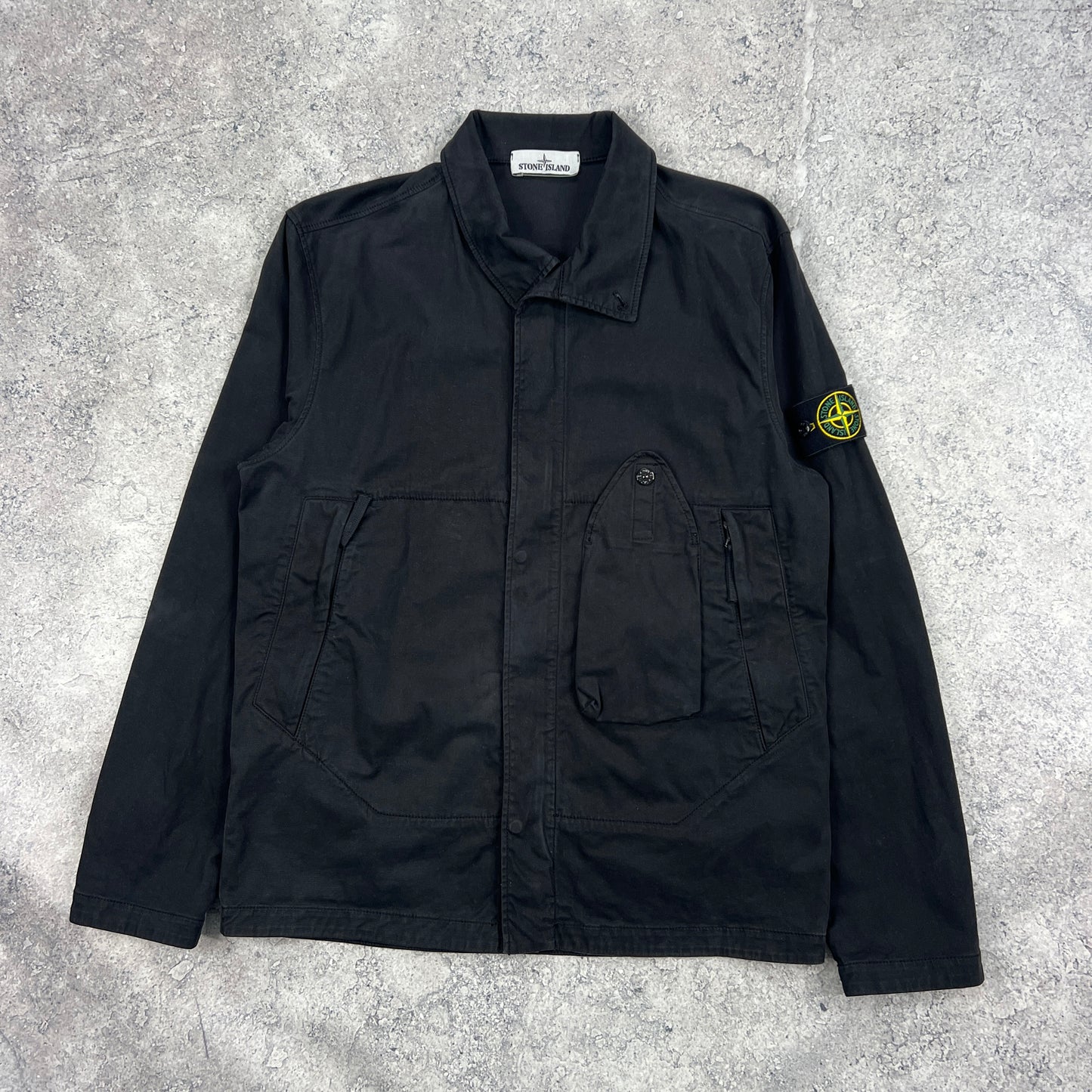 Stone Island Black Pocket Overshirt Medium 21.5”
