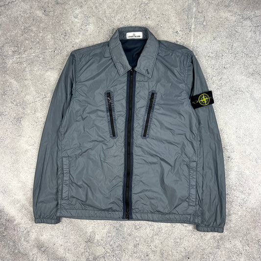Stone Island Blue Crinkle Reps Overshirt Medium 21.75”