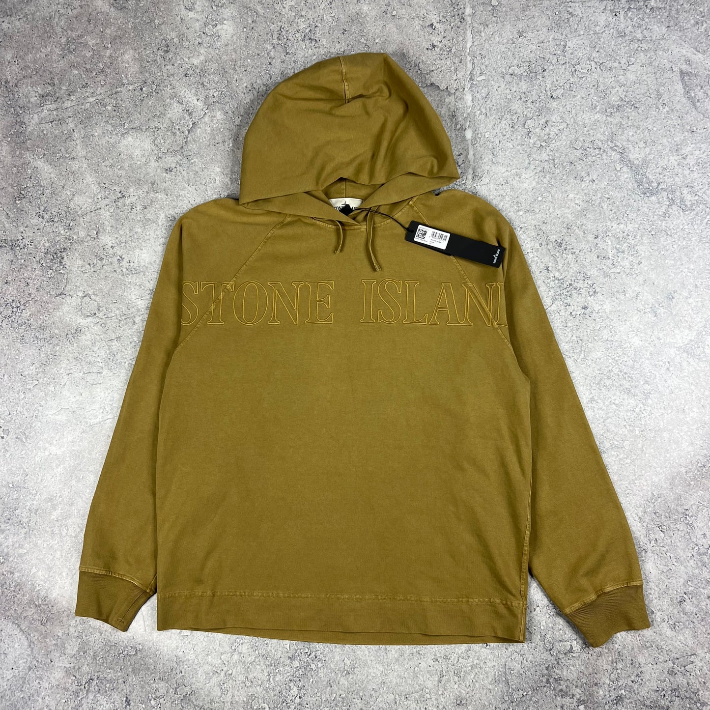 Stone Island Sand Embroidered Logo Hoodie Medium 23” BNWT
