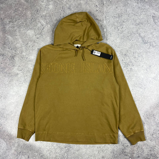 Stone Island Sand Embroidered Logo Hoodie Medium 23” BNWT