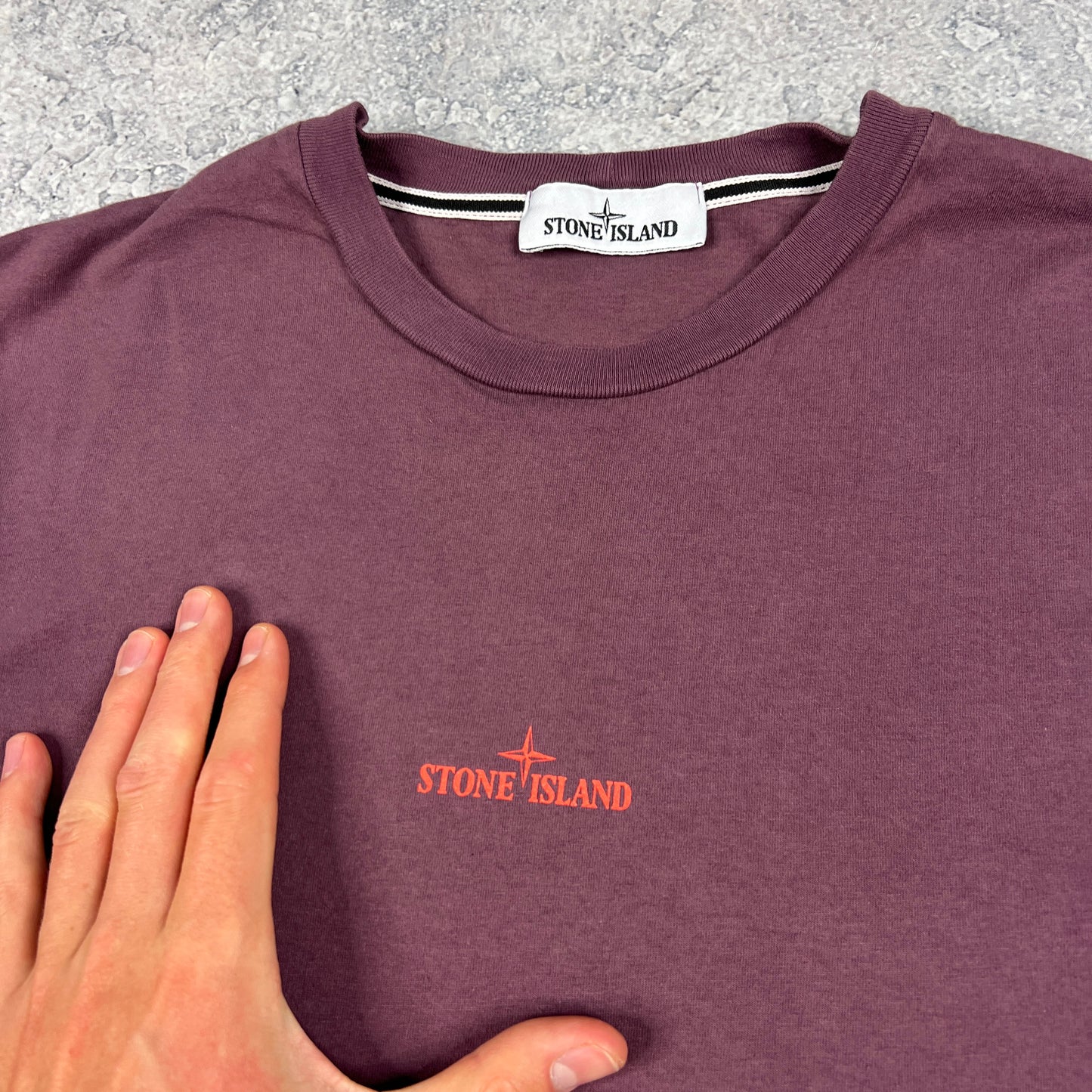Stone Island Burgundy Tricromia T-Shirt Large 21”