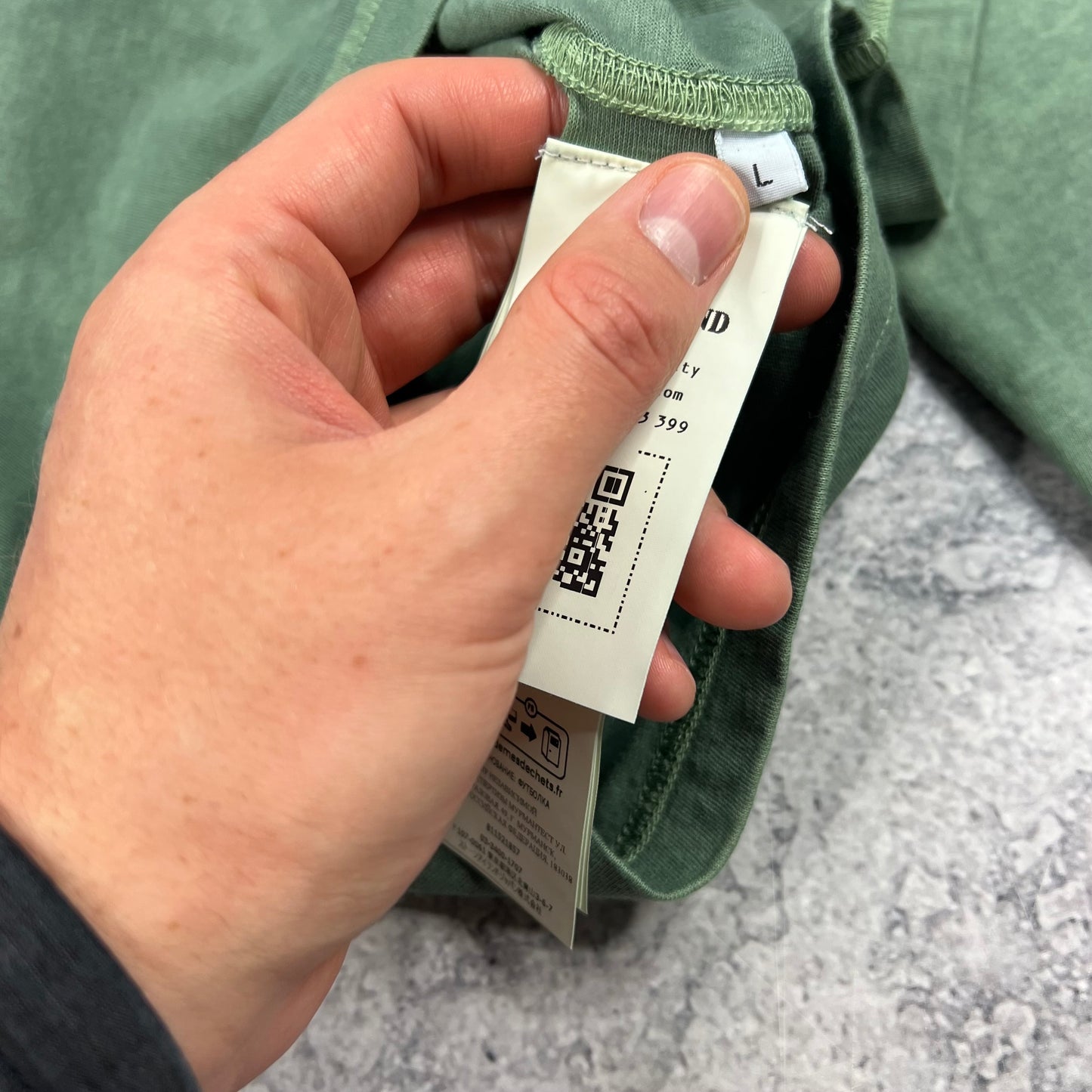 Stone Island Green Garment Dyed Long Sleeve T-Shirt Large 21.5”
