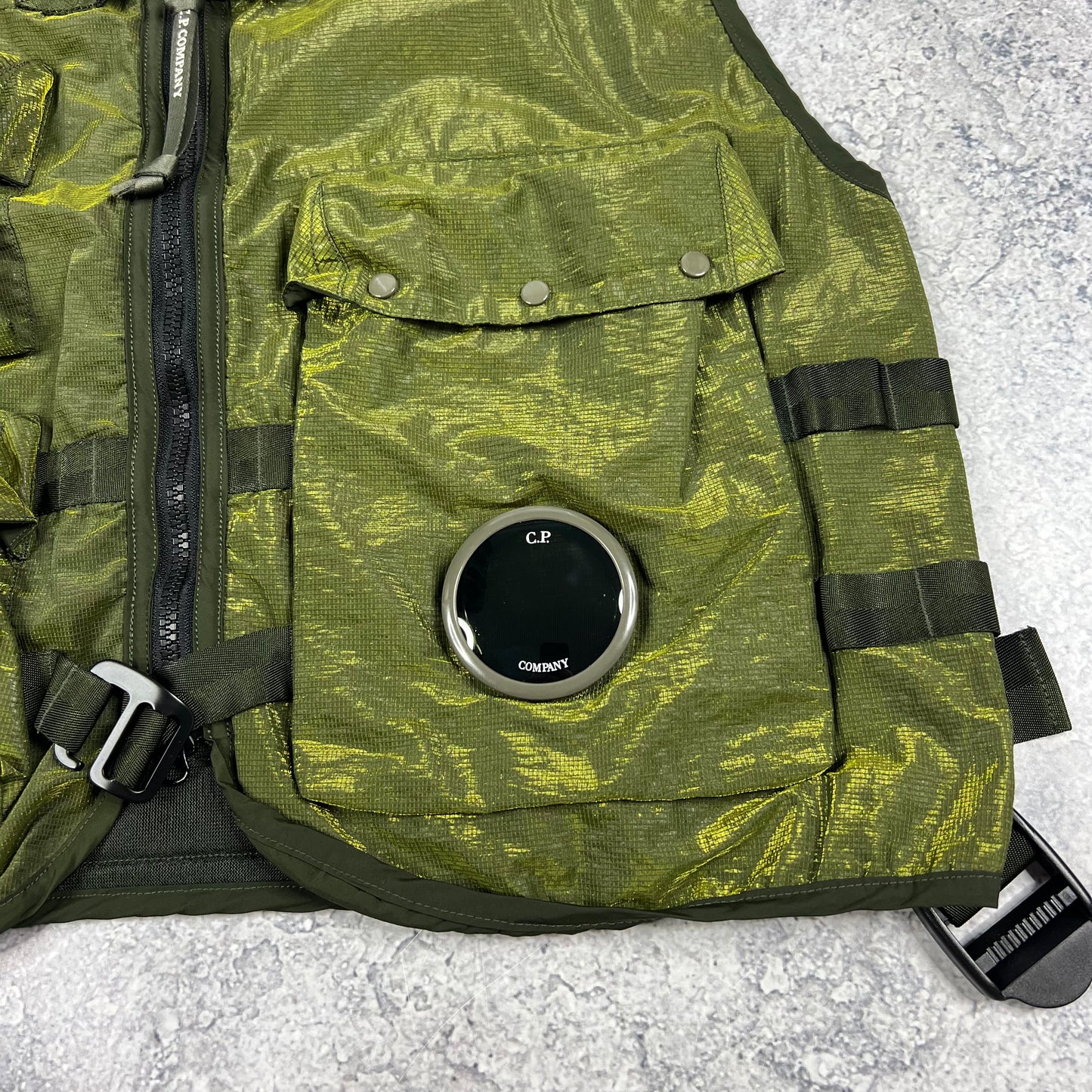 CP Company Green Prism Nylon Lens Gilet Size 48- Medium 21.75”