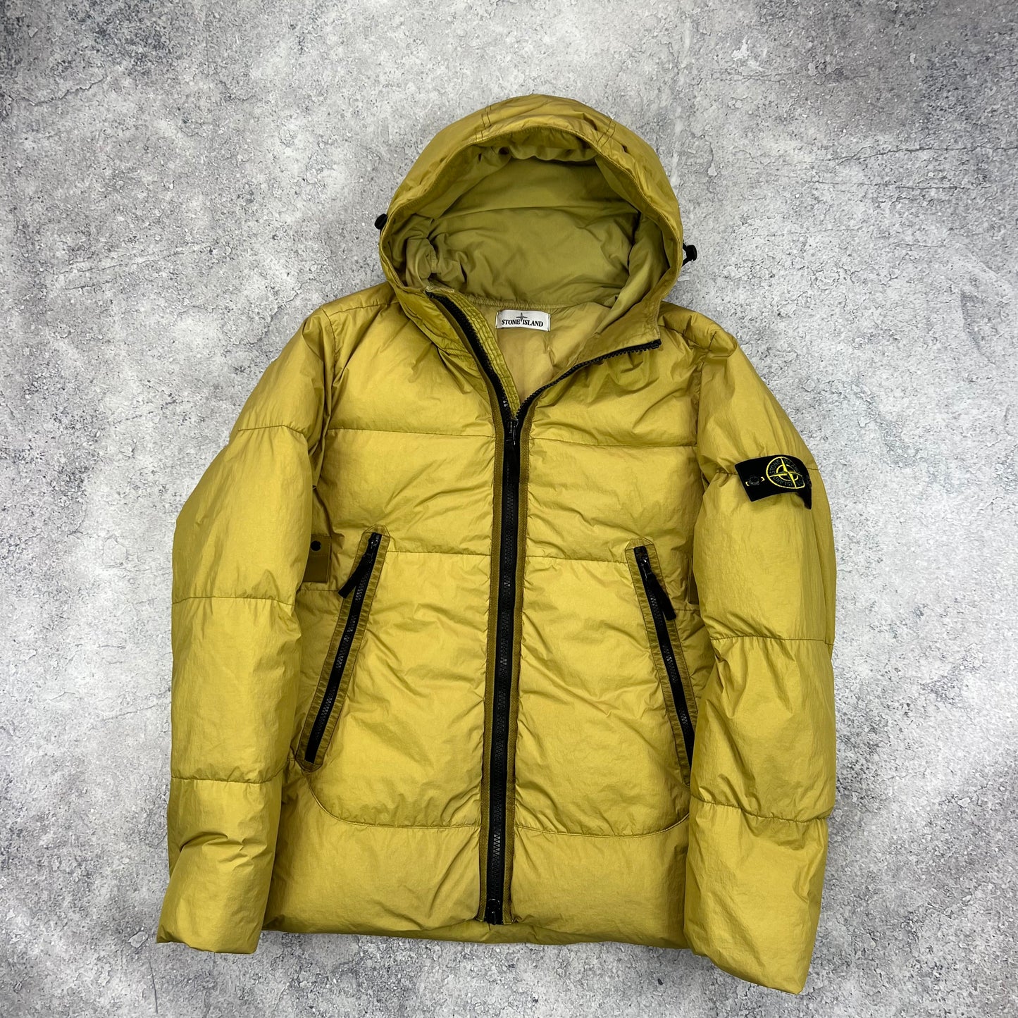 Stone Island Mustard Crinkle Reps Down Jacket Large 23”