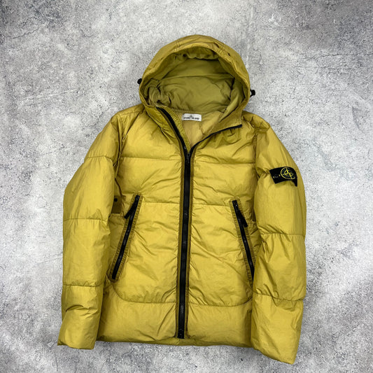 Stone Island Mustard Crinkle Reps Down Jacket Large 23”