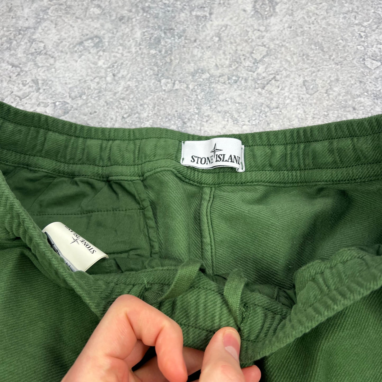 Stone Island Green Diagonal Weave Cargo Trousers W34”