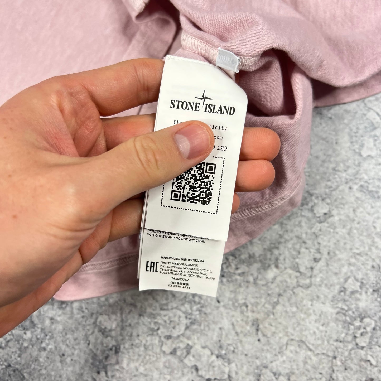 Stone Island Pink Garment Dyed Patch T-Shirt Medium 20.5”