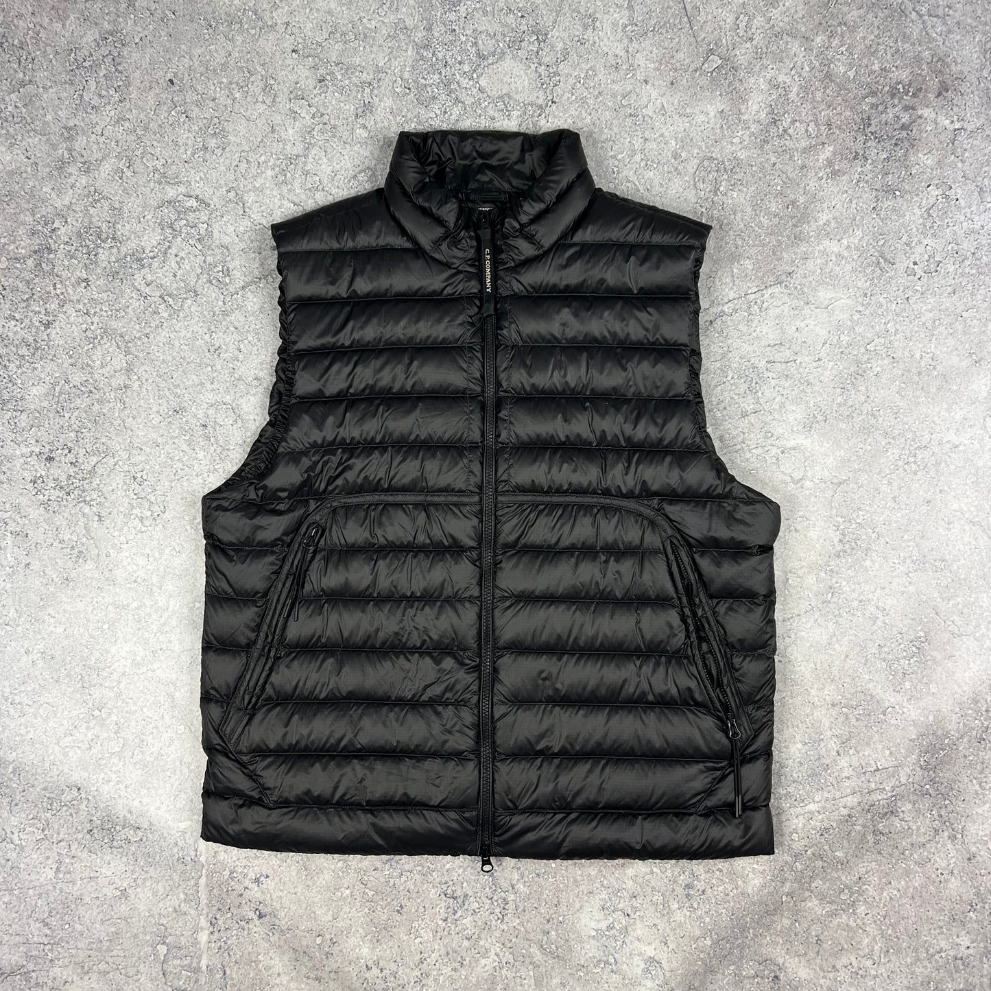 CP Company Black DD Shell Down Lens Gilet Large 22.75”