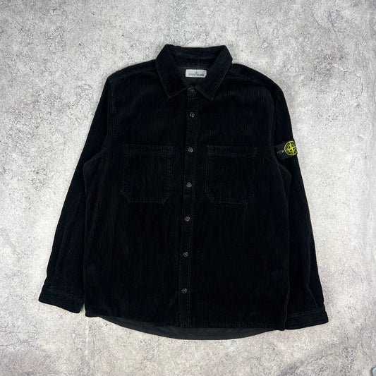 Stone Island Black Corduroy Shirt XXL 25.5”
