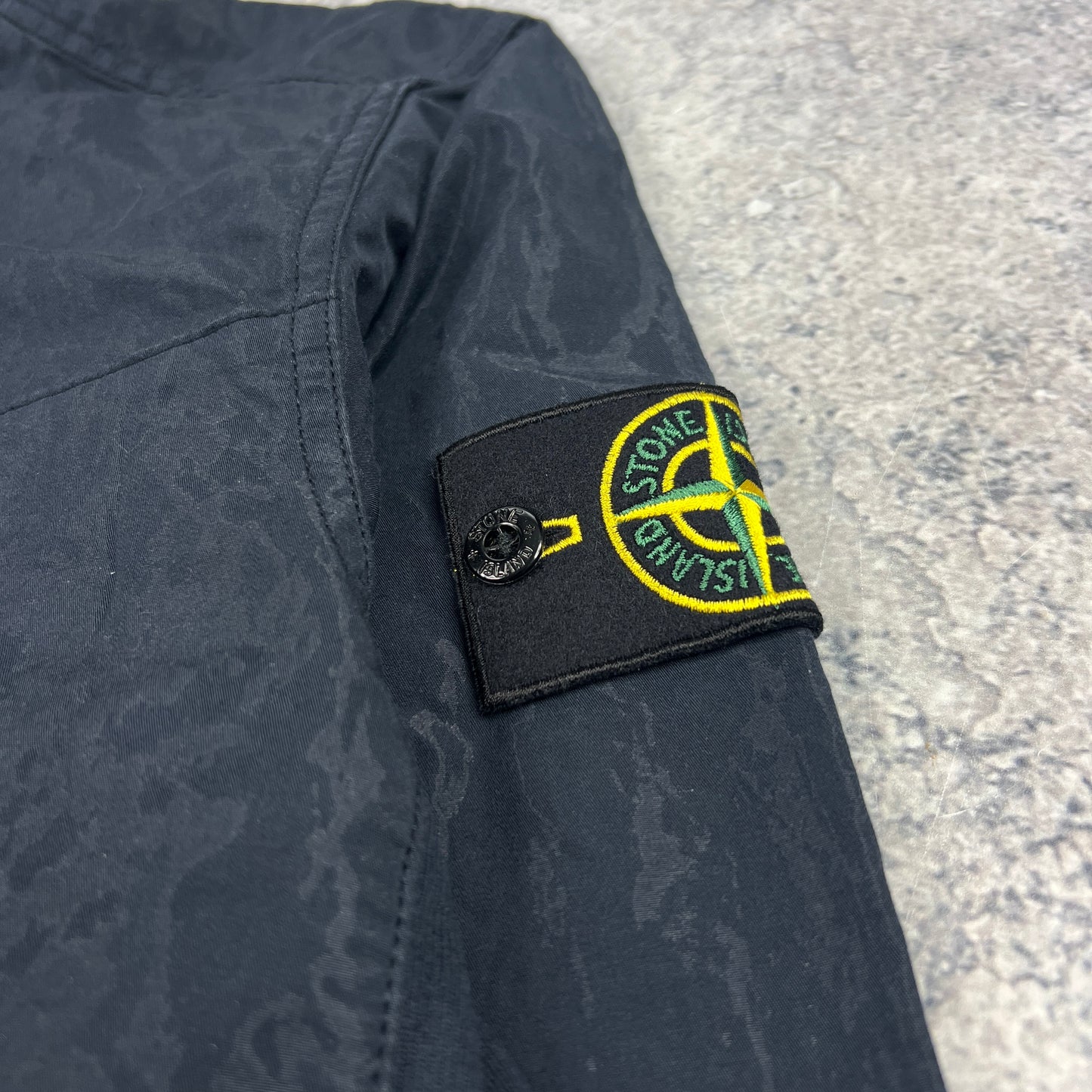 Stone Island Navy Cotton/Nylon Shimmer Hooded Overshirt XL 23.5”