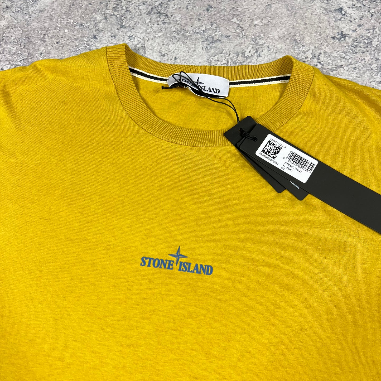 Stone Island Mustard Logo T-Shirt Large 21.5” BNWT