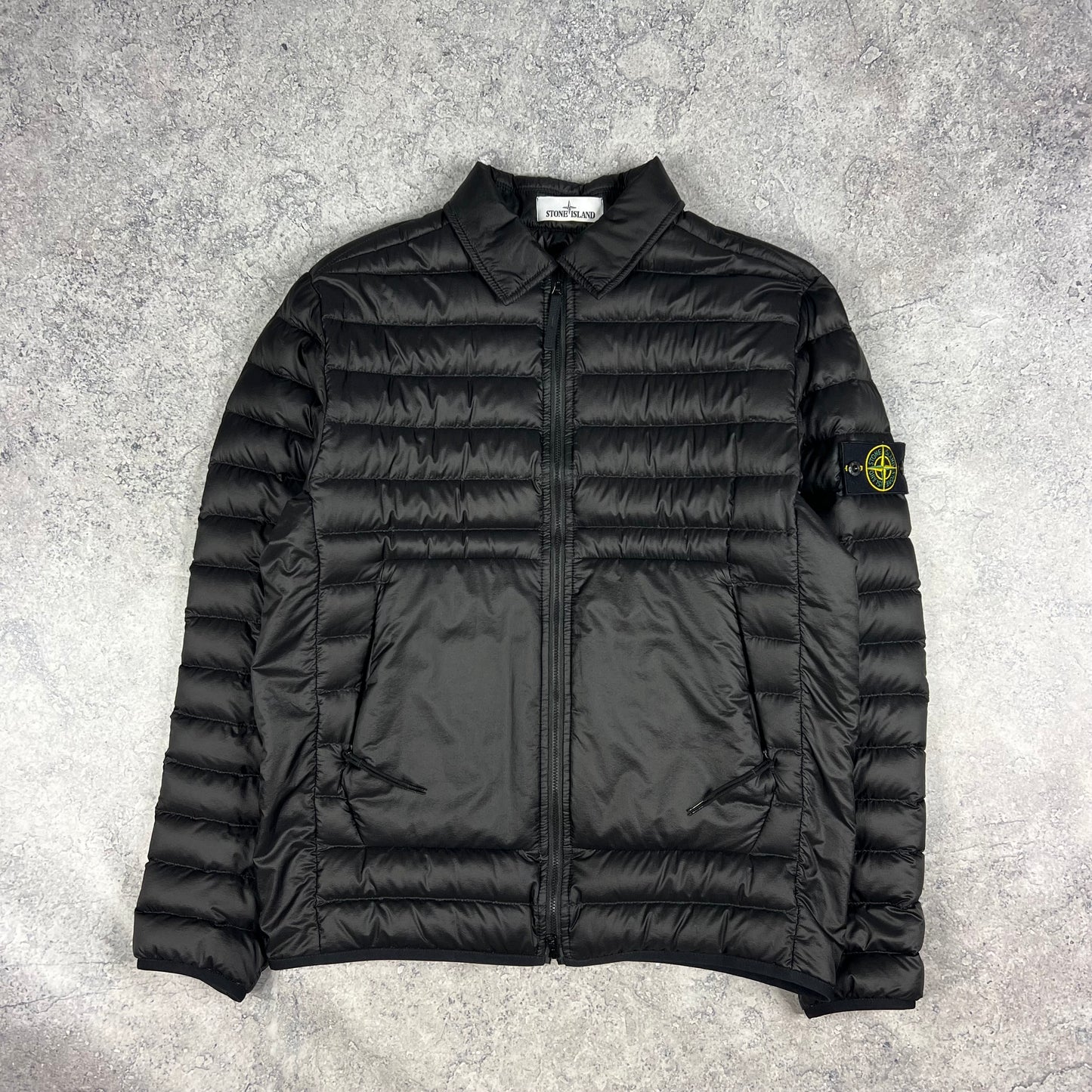 Stone Island Black Bio Based Ripstop Down Jacket Large 22.5”