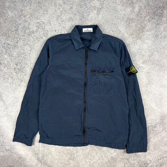Stone Island Blue Nylon Metal Overshirt Large 22”