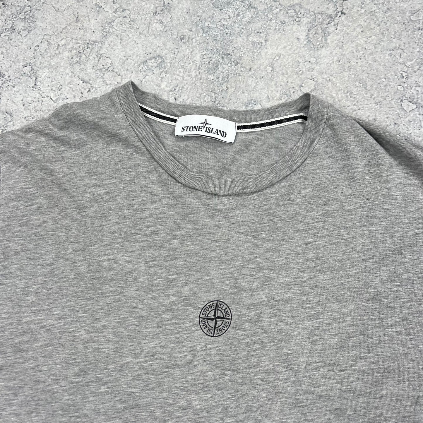 Stone Island Grey Spellout T-Shirt Large 20.75”