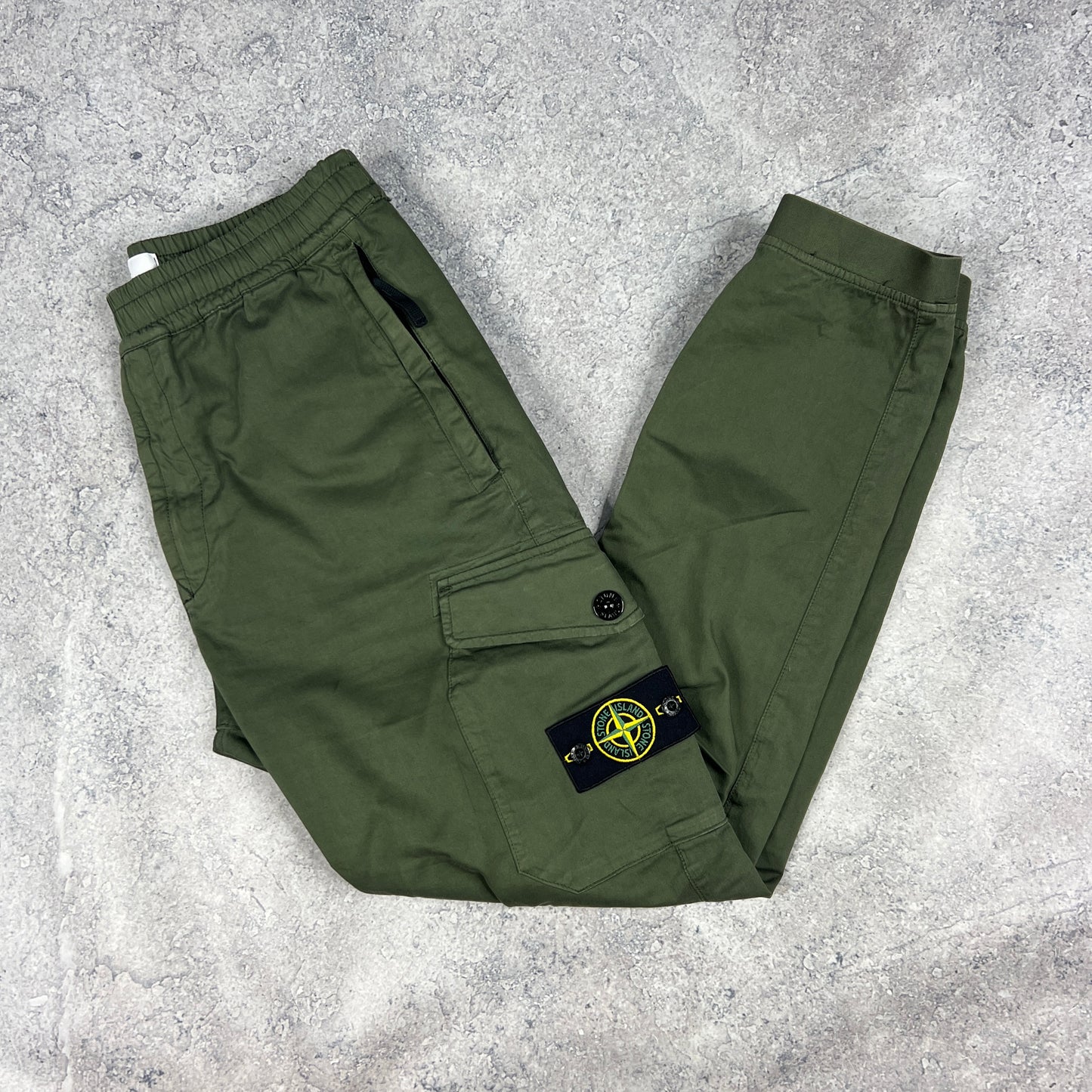 Stone Island Khaki Cuffed Cargo Trousers W32”