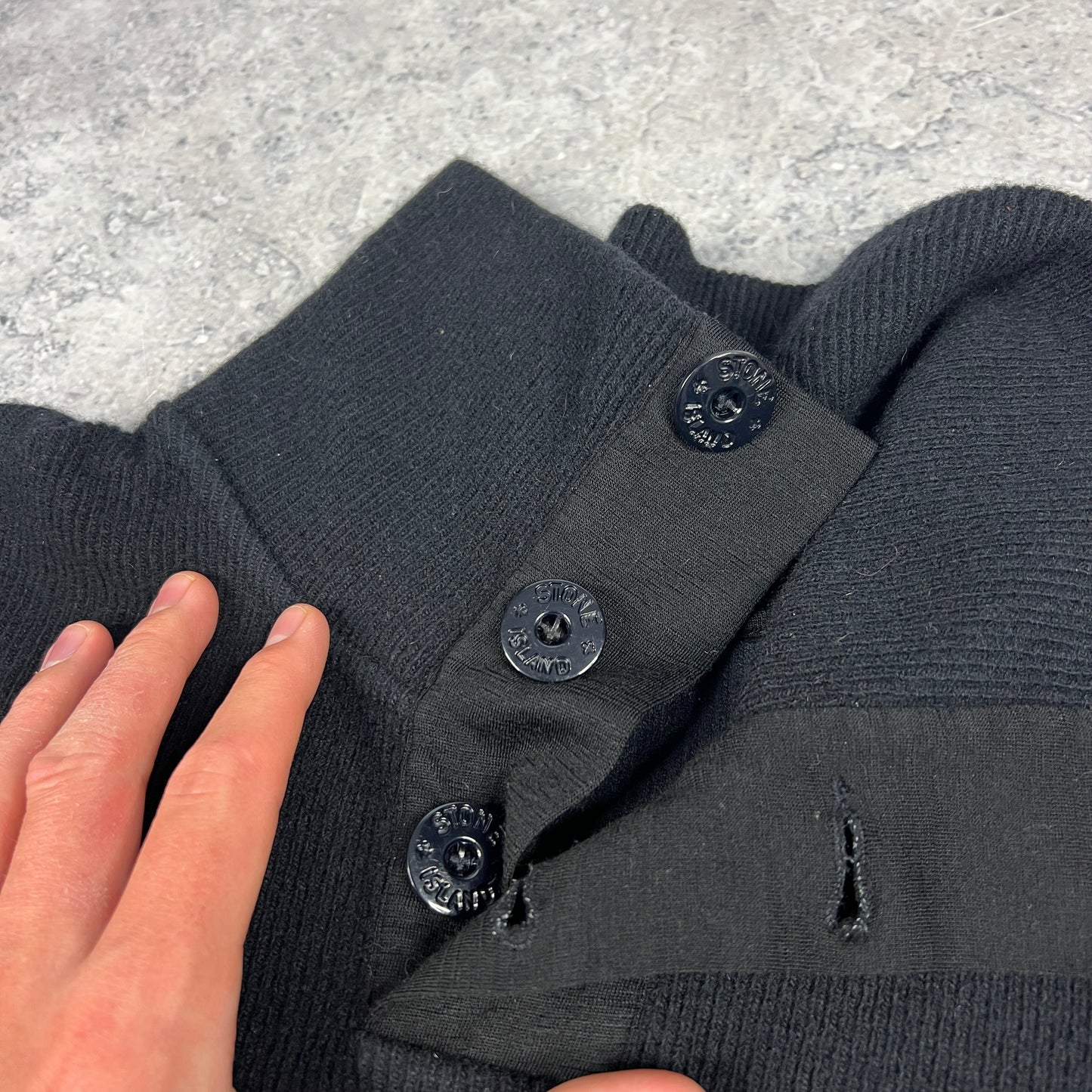 Stone Island Black Vintage Wool Knit Large 23”