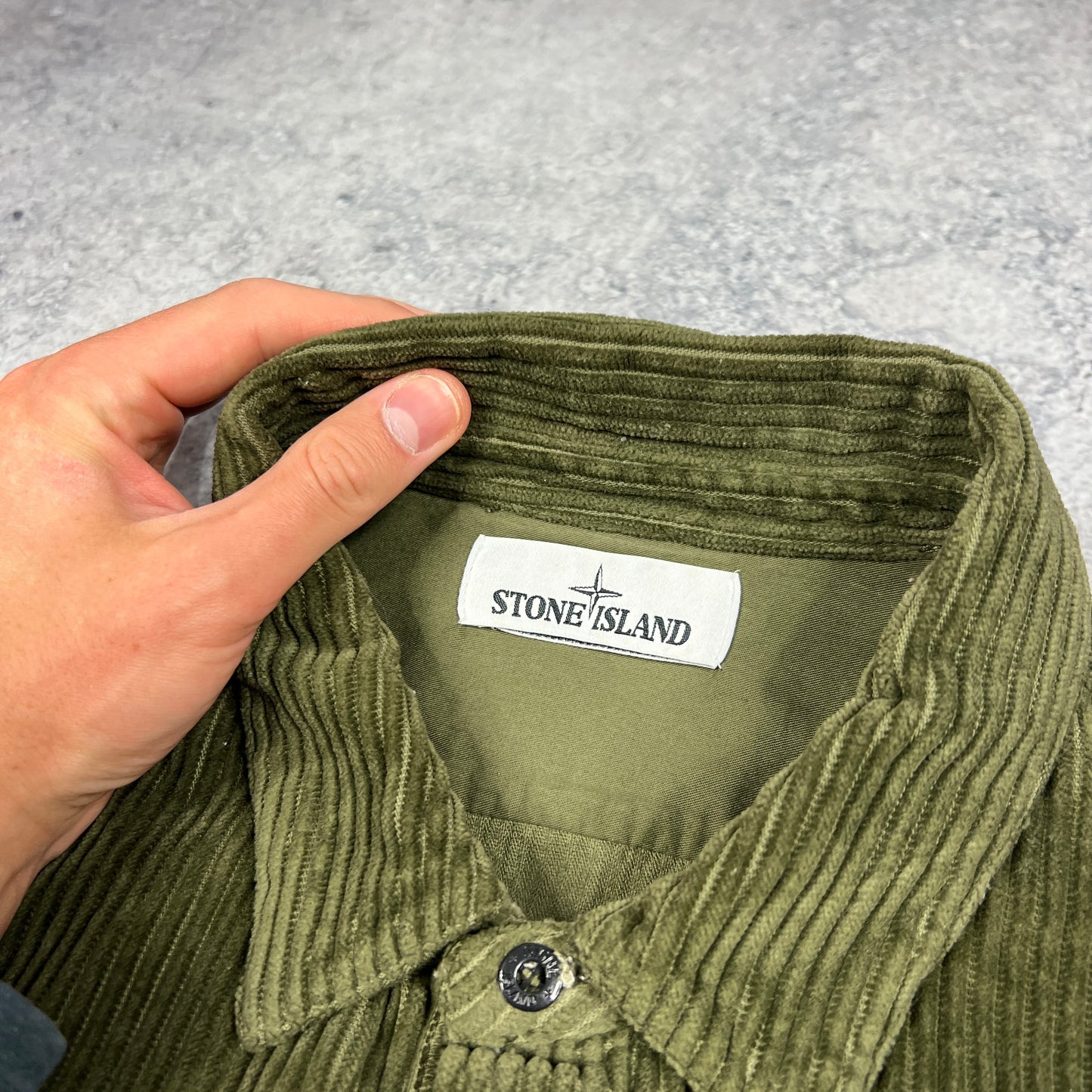 Stone Island Khaki Corduroy Shirt Large 22.75”
