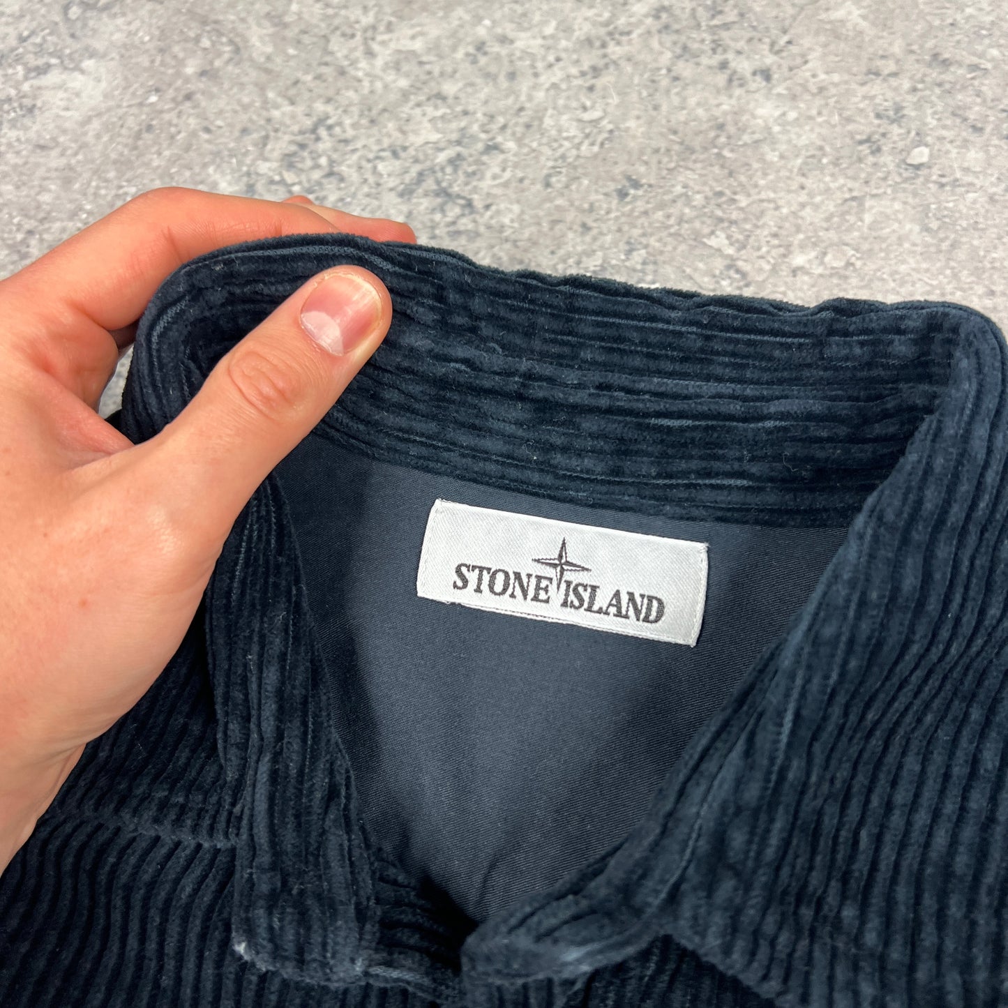 Stone Island Navy Corduroy Shirt Medium 22”