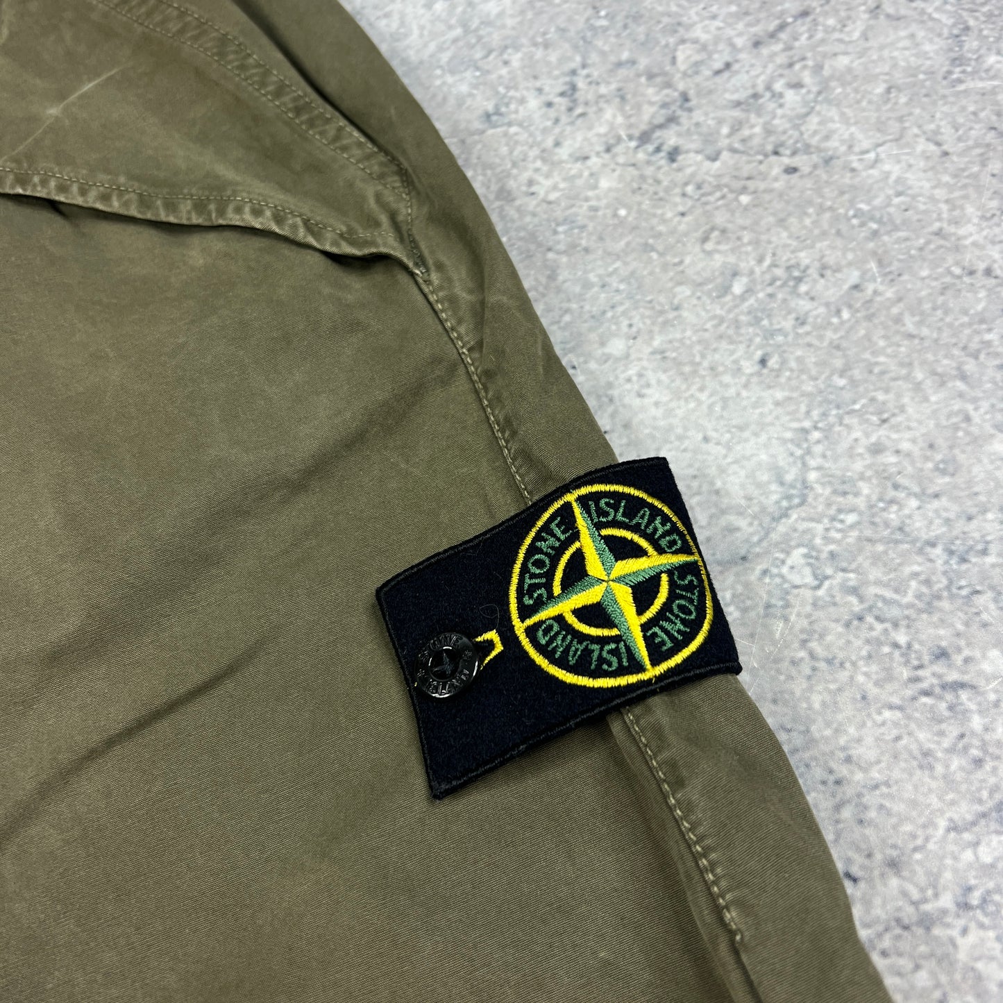 Stone Island Khaki Garment Dyed Cargo Shorts W32-34”