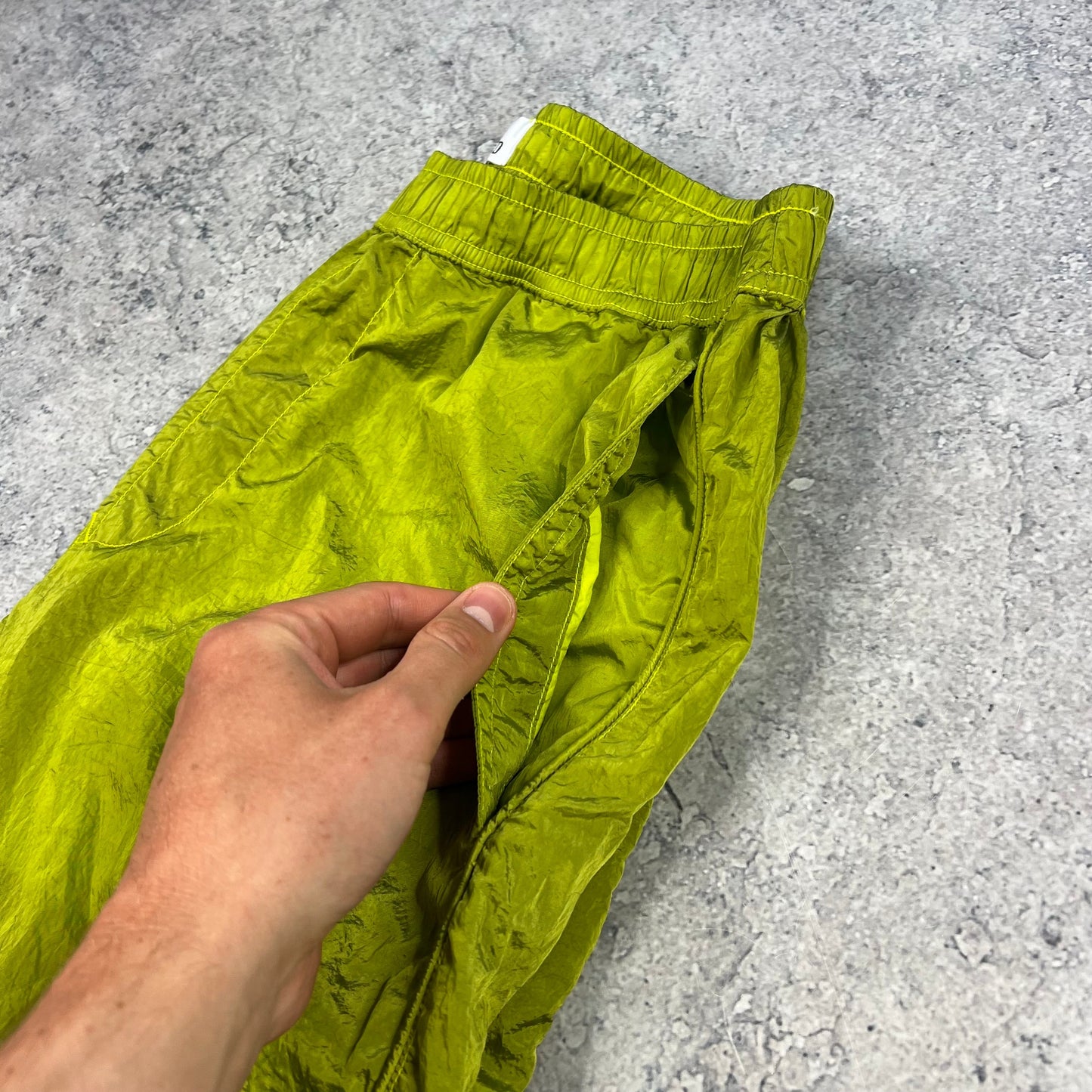 Stone Island Lime Nylon Metal Cargo Trousers W34”