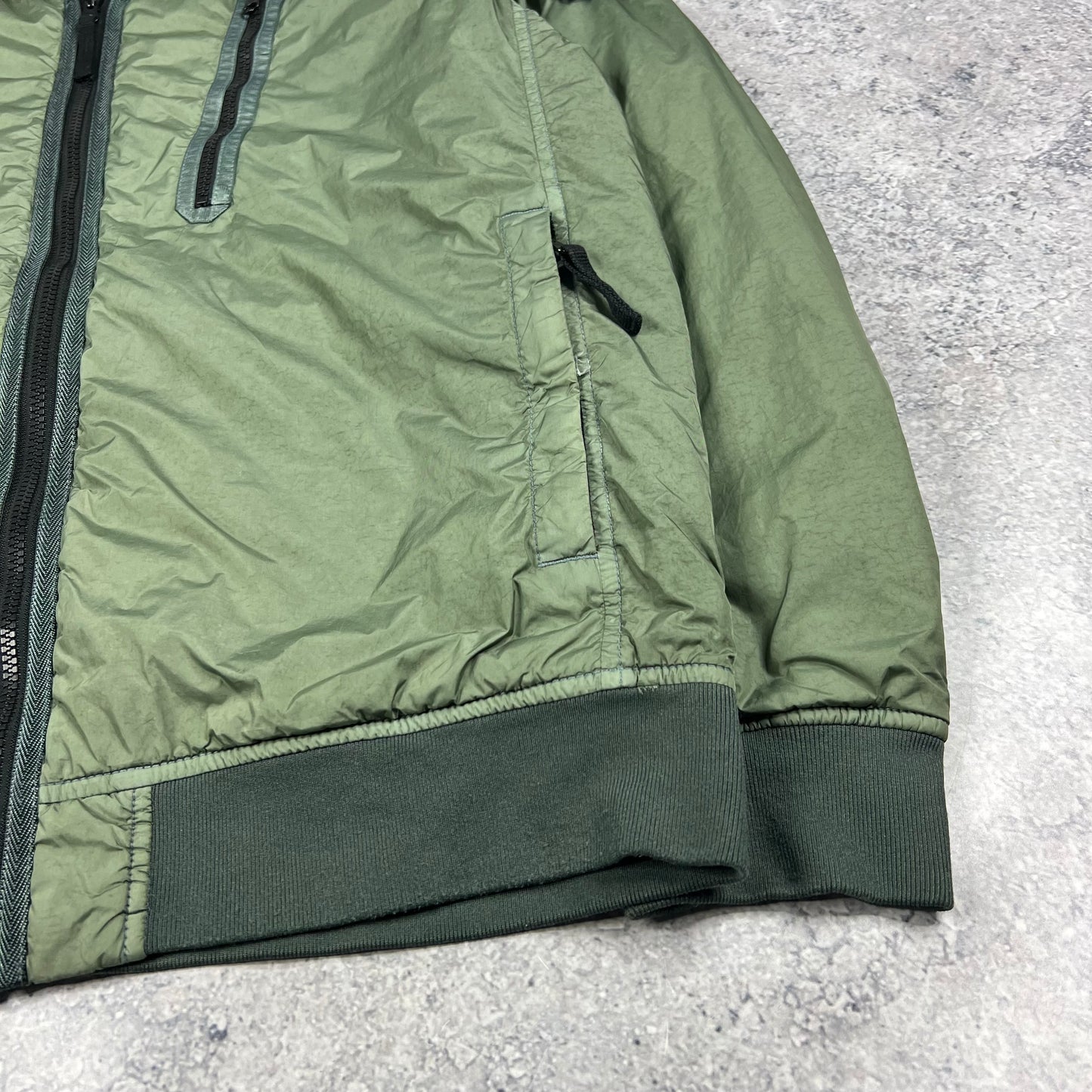 Stone Island Green Crinkle Reps Primaloft Jacket Large 23.5”