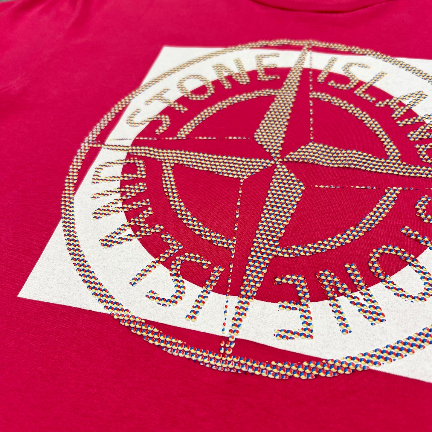 Stone Island Pink Tricromia T-Shirt Small 19.5”