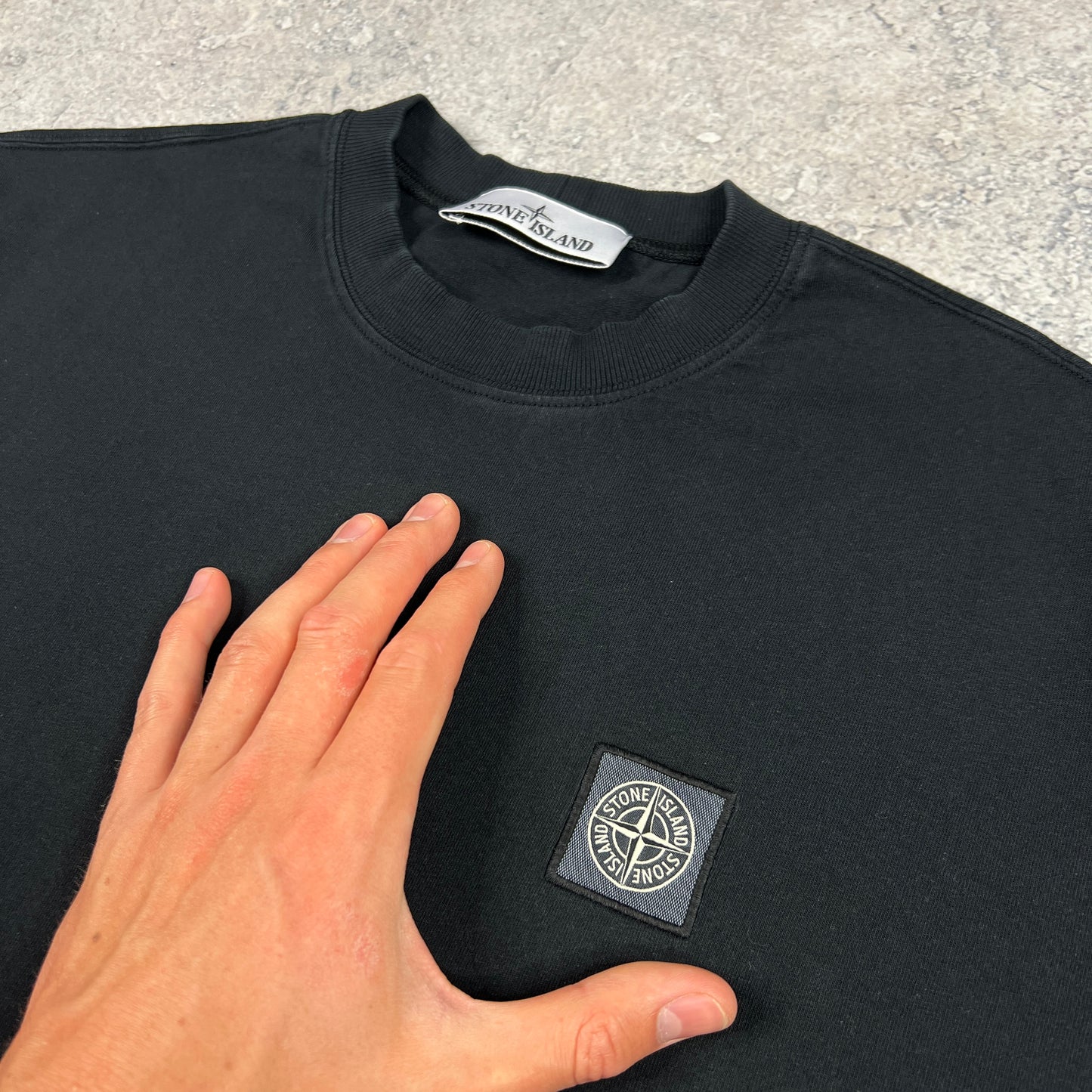 Stone Island Black Oversized Patch T-Shirt Medium 22.5”