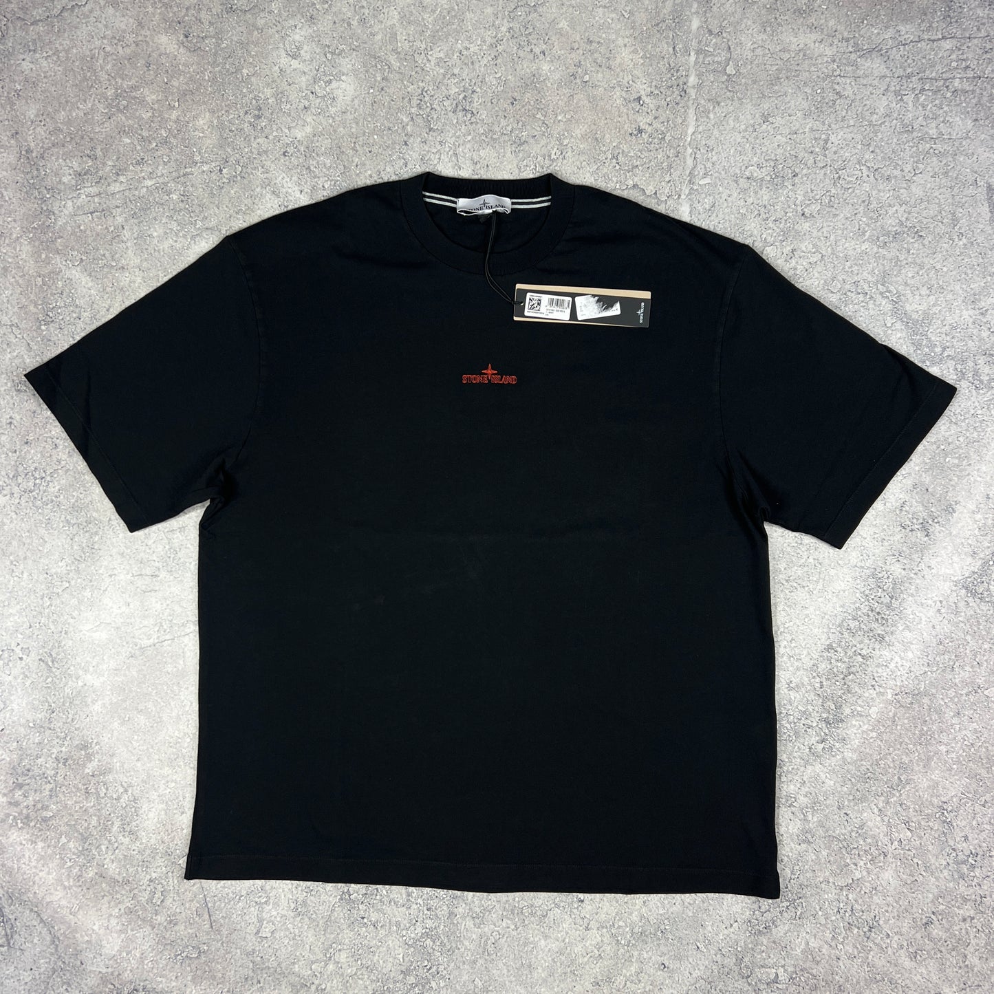 Stone Island Black/Red Stitch Logo T-Shirt XL 25” BNWT