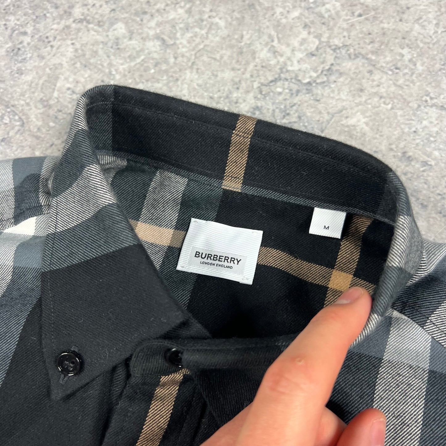 Burberry Black Check Flannel Shirt Medium (Fits L) 22.75”