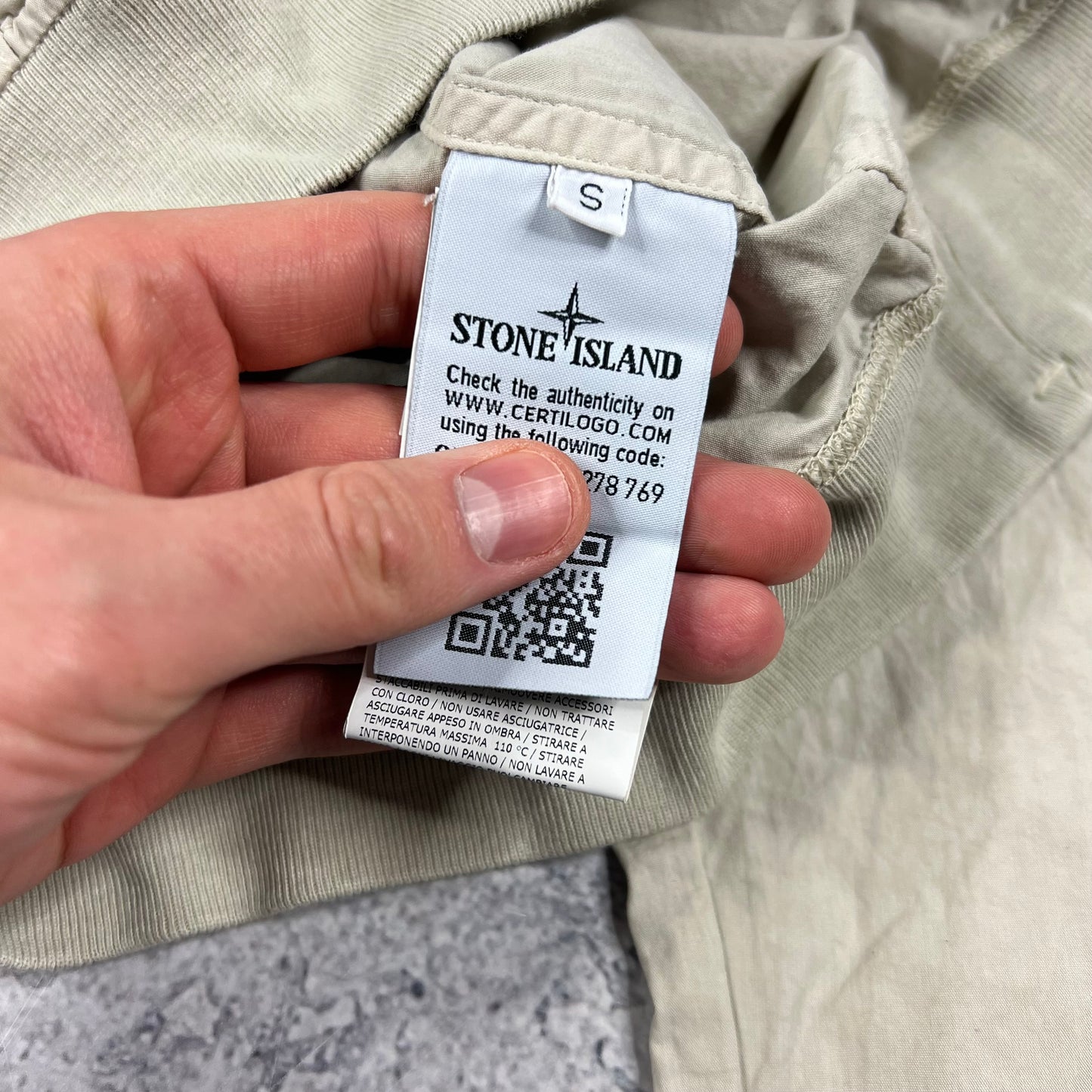 Stone Island Beige Ghost 50 Fili Pullover Small 21.75”