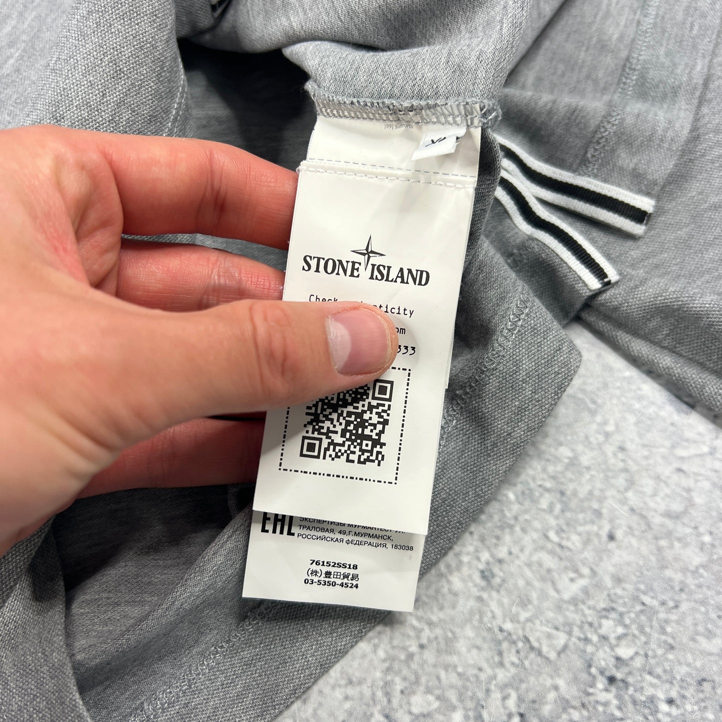 Stone Island Grey L/S Polo Shirt XL Slim 22”