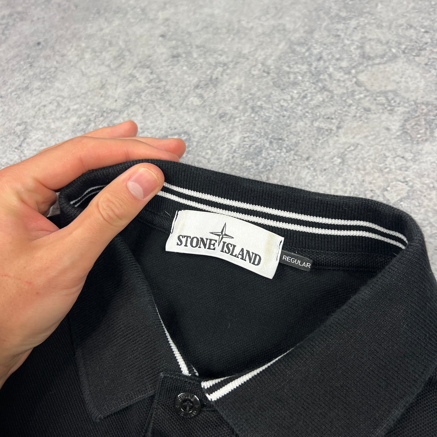 Stone Island Black L/S Polo XXL 24”