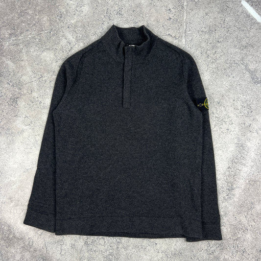 Stone Island Dark Grey Wool Q Zip Jumper XL 23”