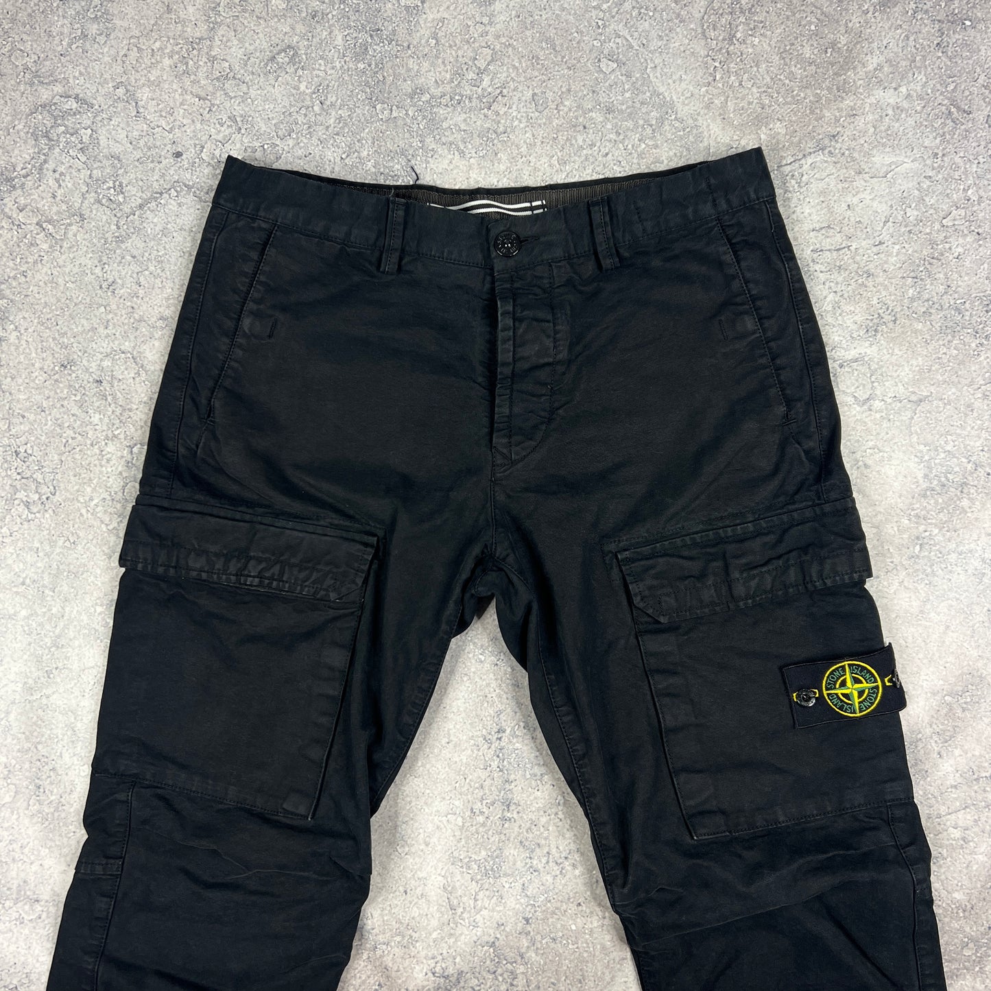 Stone Island Black Regular Cargo Trousers W32”