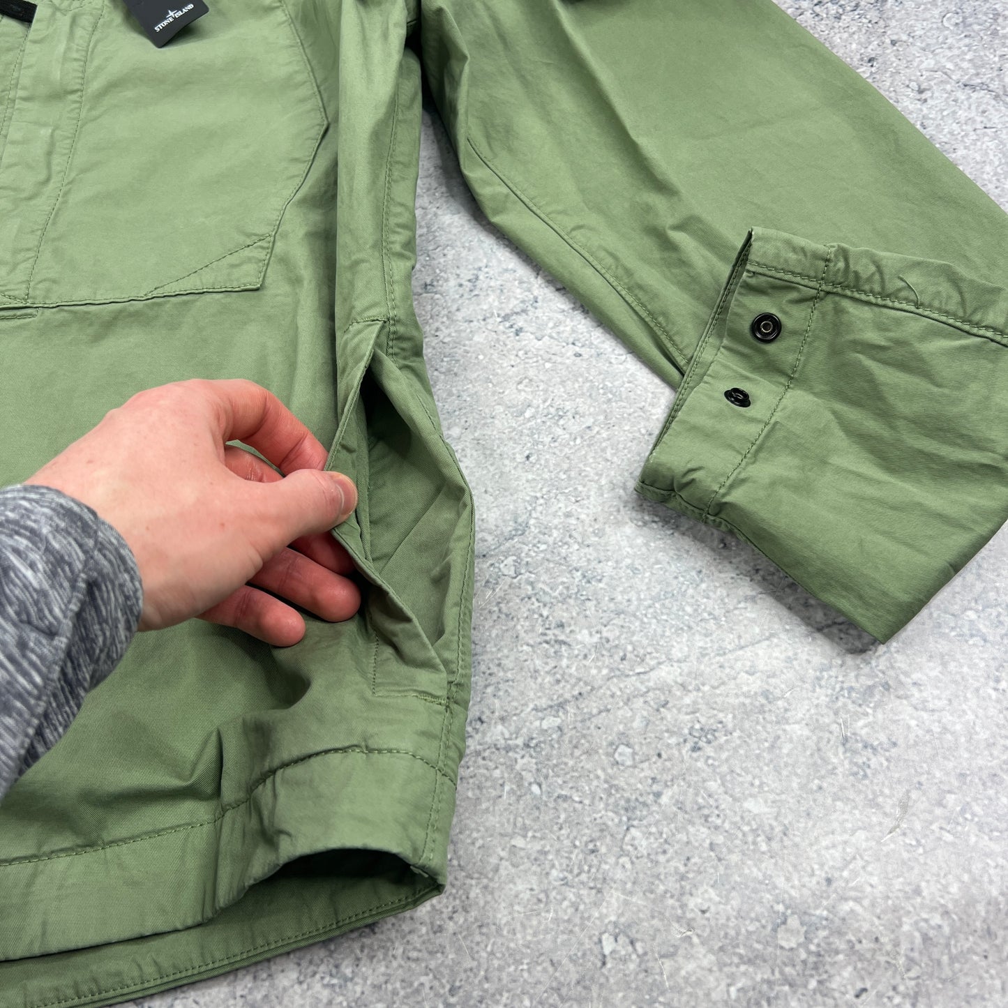 Stone Island Green Supima Cotton Twill Jacket Medium 21.5” BNWT
