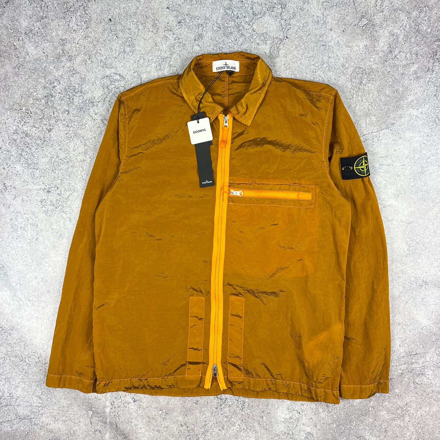 Stone Island Orange Nylon Metal Overshirt Large 23” BNWT