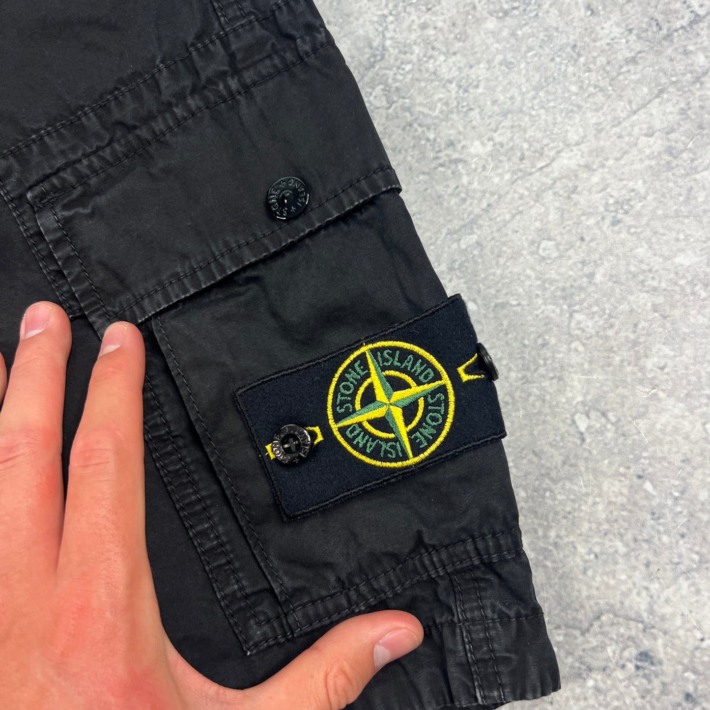 Stone Island Black Slim Cargo Shorts W30”