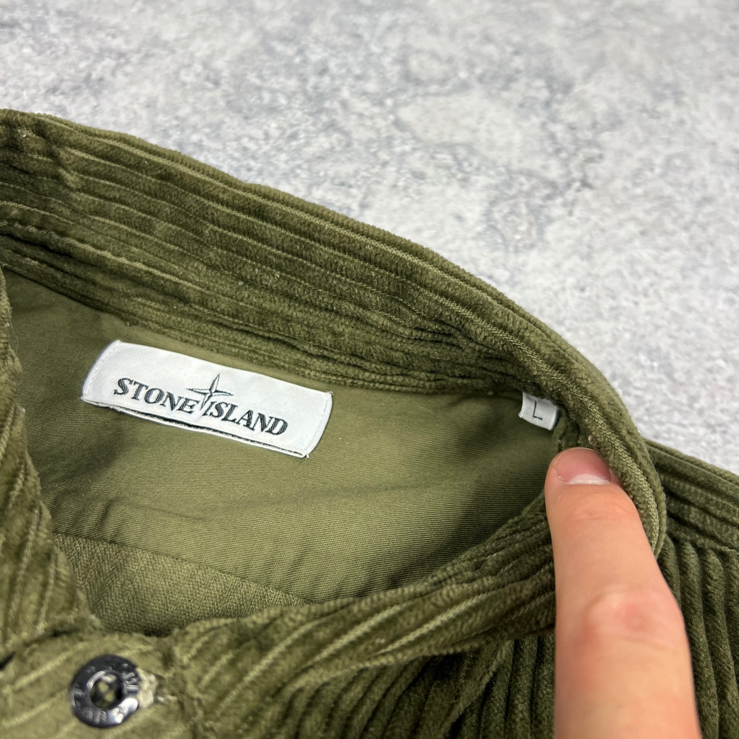 Stone Island Khaki Corduroy Shirt Large 22.75”